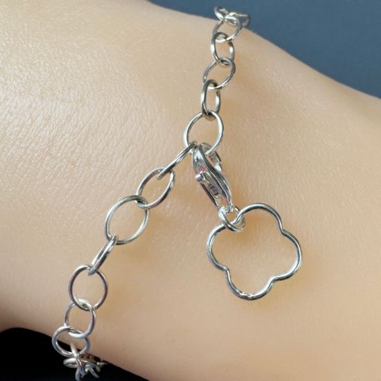 Wholesale 925 Sterling Silver Plain Clover Charm With Clasp