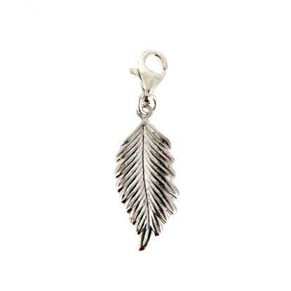 Wholesale 925 Sterling Silver Feather Charm With Clasp