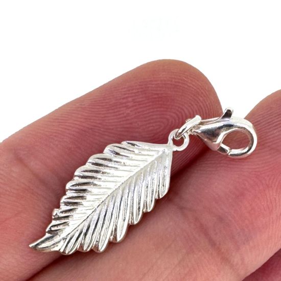 Wholesale 925 Sterling Silver Feather Charm With Clasp