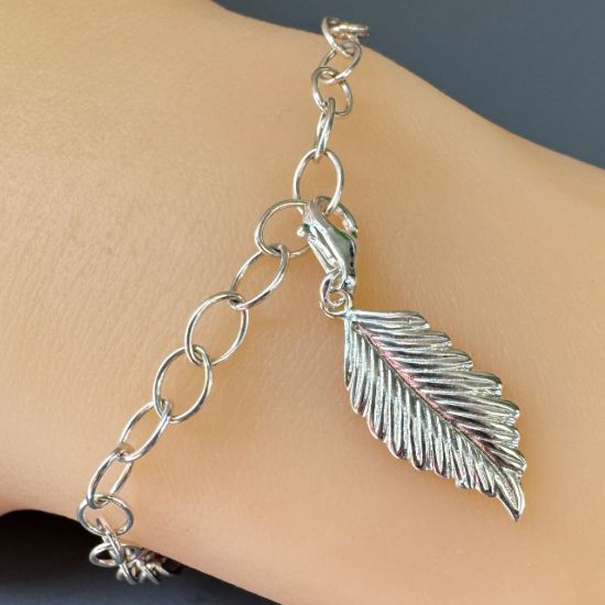 Wholesale 925 Sterling Silver Feather Charm With Clasp