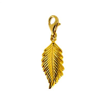 Wholesale Gold Over Sterling Silver Feather Charm With Clasp