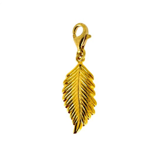Wholesale Gold Over Sterling Silver Feather Charm With Clasp