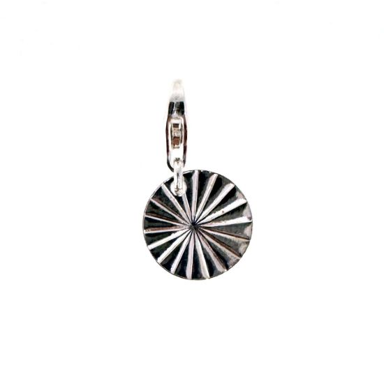 Wholesale Sterling Silver Textured Circle Charm With Clasp