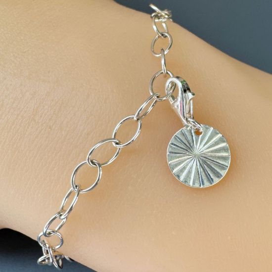 Wholesale Sterling Silver Textured Circle Charm With Clasp