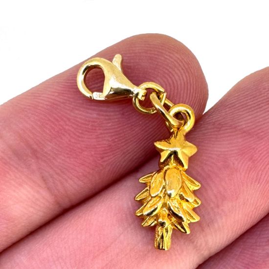 Wholesale Gold Over Sterling Silver Christmas Tree Charm With Clasp
