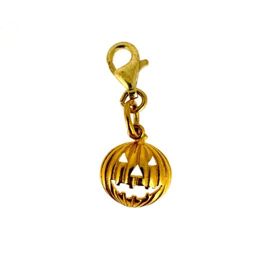 Wholesale Gold Over 925 Sterling Silver Halloween Pumpkin Charm With Clasp