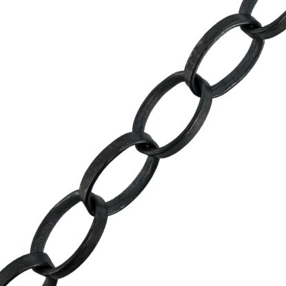 Wholesale Oxidized 925 Sterling Silver Bulk Chain - 5x7mm Chunky Flat Oval Rolo Chain (sold per foot)