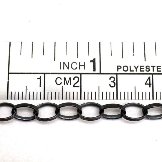 Wholesale Oxidized 925 Sterling Silver Bulk Chain - 5x7mm Chunky Flat Oval Rolo Chain (sold per foot)