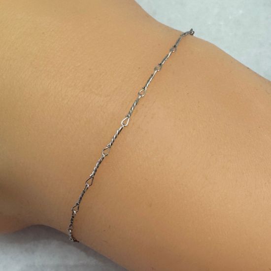 Wholesale chains, Rhodium plated Sterling Silver Fancy Twisted Chain 6.7 by 1mm, bulk chain by the foot