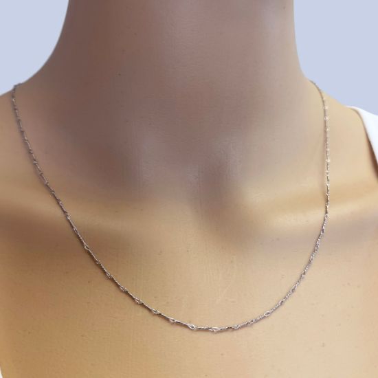 Wholesale chains, Rhodium plated Sterling Silver Fancy Twisted Chain 6.7 by 1mm, bulk chain by the foot