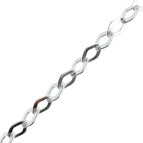Wholesale Chains, 925 Sterling Silver 3mm Diamond Shape Flat Cable Chain, Bulk Chain by the foot