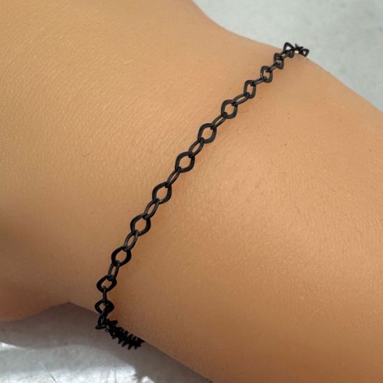 Wholesale Chains, Oxidized Sterling Silver 3mm Diamond Shape Flat Cable Chain, Bulk Chain by the foot