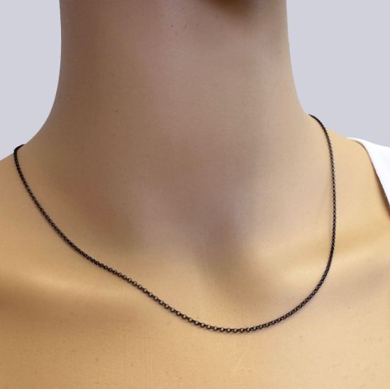 Wholesale Chain, Oxidized Sterling Silver 1mm Rolo Chain, Bulk Chain by the foot