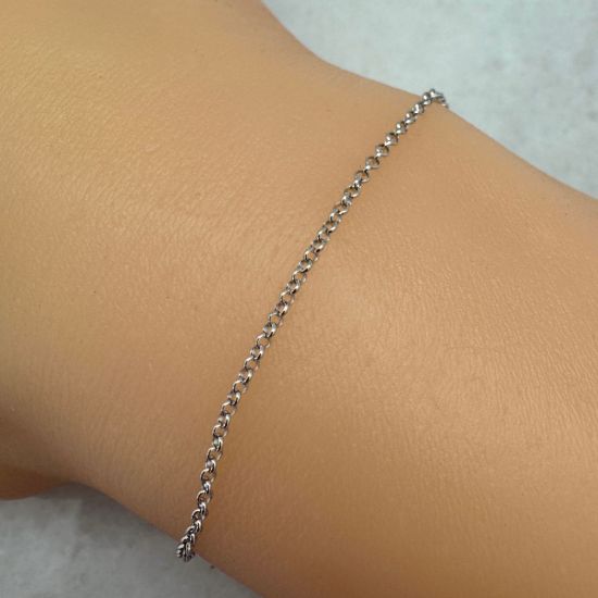 Wholesale Chain, Rhodium plated Sterling Silver 1mm Rolo Chain, Bulk Chain by the foot