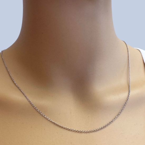 Wholesale Chain, Rhodium plated Sterling Silver 1mm Rolo Chain, Bulk Chain by the foot