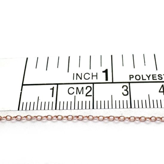 Wholesale Chain, Rose Gold plated Sterling Silver Light Cable Chain 2 by 1.5mm Bulk Chain by the foot