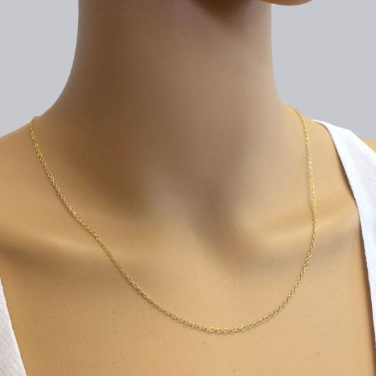 Wholesale Chain, Gold plated Sterling Silver Light Cable Chain 2 by 1.5mm Bulk Chain by the foot