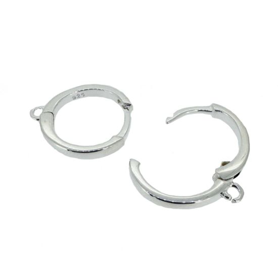 Wholesale Sterling Silver Huggie Hoops With Veritcal or Horizontal Ring - 13mm (1 pair)