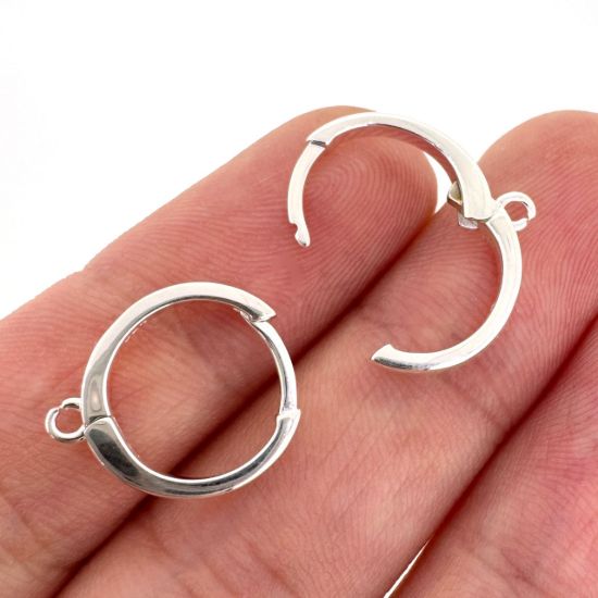 Wholesale Sterling Silver Huggie Hoops With Veritcal or Horizontal Ring - 13mm (1 pair)