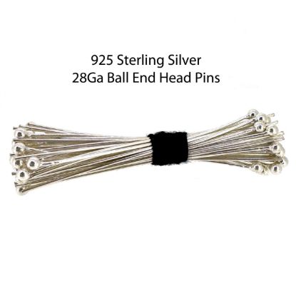 Wholesale Sterling Silver 1.5mm Ball End Headpins - 28 Gauge (Pack of 50pcs)