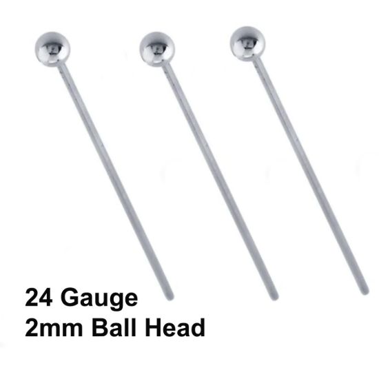 wholesale sterling silver ball end head pins 24 gauge