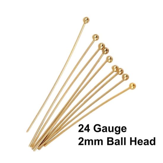 wholesale gold over sterling silver ball end head pins 24 gauge