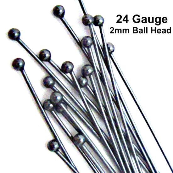 wholesale oxidized sterling silver jewelry making head pins 24gauge