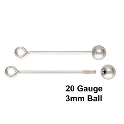 925 Sterling Silver Screw on Ball Tip Eye Pin Bail -threaded ball eyepins