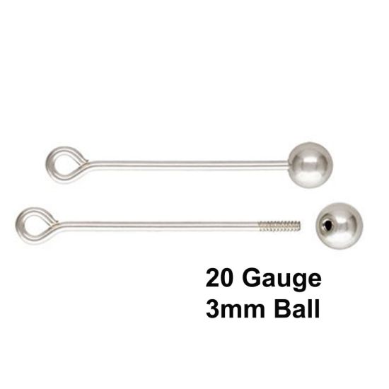 925 Sterling Silver Screw on Ball Tip Eye Pin Bail -threaded ball eyepins