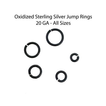 Wholesale Oxidized Sterling Silver Open Jump Rings - 20ga , All Sizes (20 pcs)