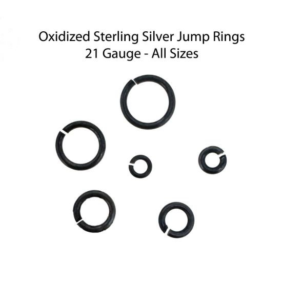 Wholesale Oxidized Sterling Silver Open Jump Rings - 21ga , All Sizes (20 pcs)