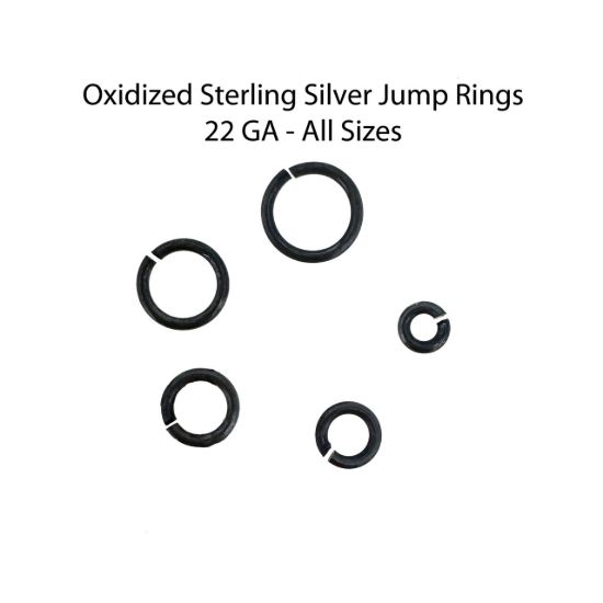 Wholesale Oxidized Sterling Silver Open Jump Rings - 22ga , All Sizes (20 pcs) 