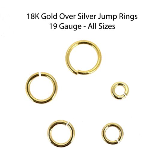 Wholesale Gold Over Sterling Silver Open Jump Rings - 19ga, All Sizes (20pcs)