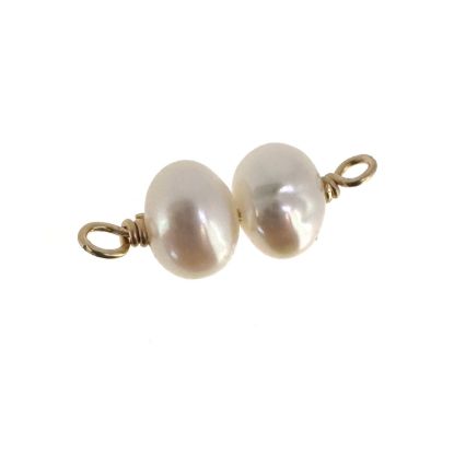 wholesale gold filled double pearl connector charms