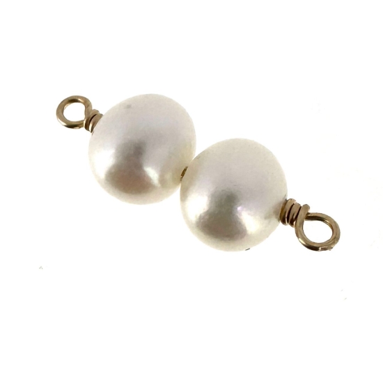 wholesale gold filled double pearl connector charms