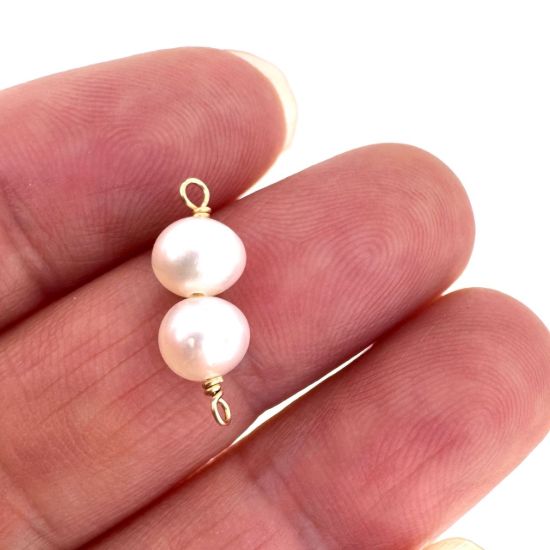 wholesale gold filled double pearl connector charms