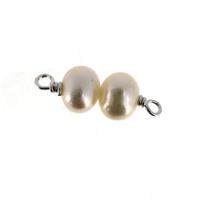 wholesale sterling silver double pearl connector charms