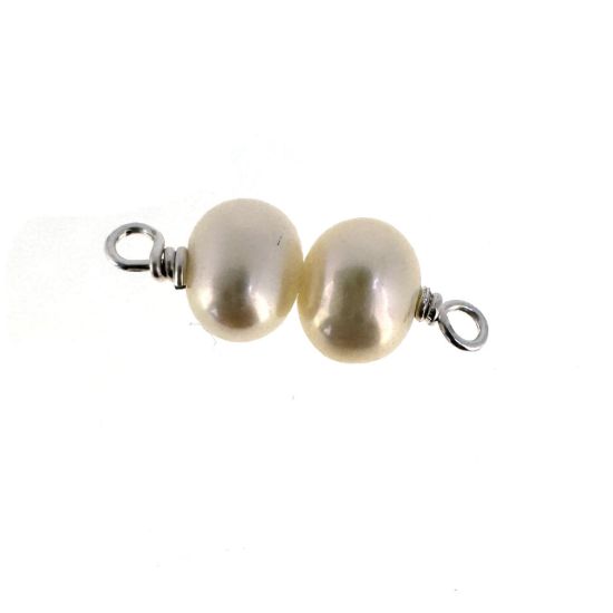 wholesale sterling silver double pearl connector charms