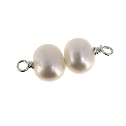 wholesale sterling silver double pearl connector charms