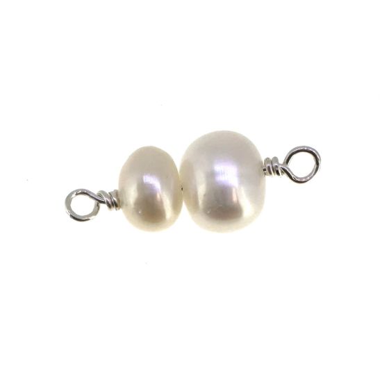 wholesale sterling silver double pearl connector charms