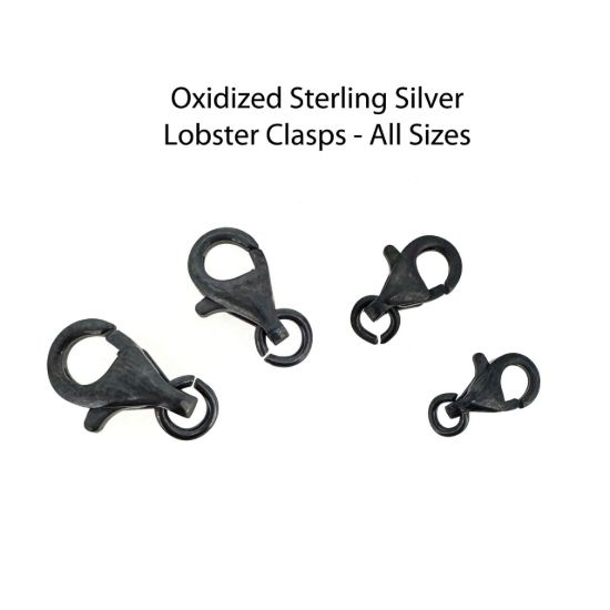 Wholesale Oxidized Sterling Silver Lobster Clasps - All Sizes - (1 pc)