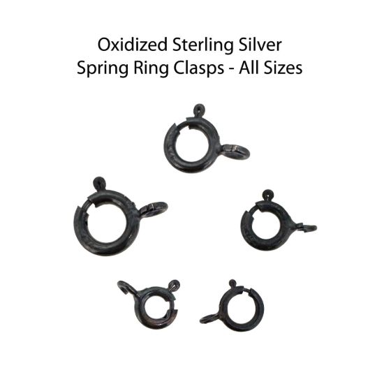 Wholesale Oxidized Sterling Silver Spring Ring Clasps - All Sizes - (pack of 5) 