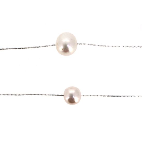 Wholesale Sterling Silver Floating Freshwater Pearl Adjustable Necklace 