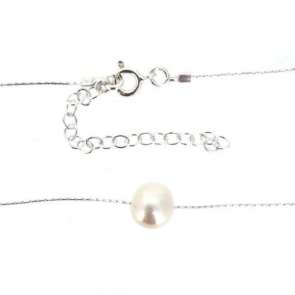 Wholesale Sterling Silver Floating Freshwater Pearl Adjustable Necklace 
