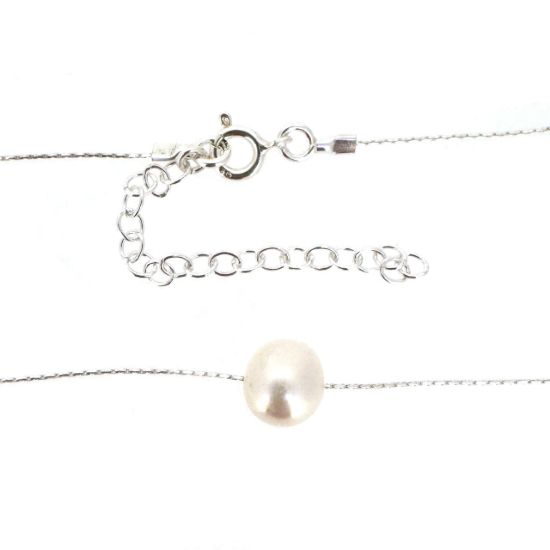 Wholesale Sterling Silver Floating Freshwater Pearl Adjustable Necklace 