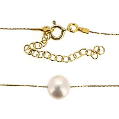Wholesale Gold over Sterling Silver Floating Freshwater Pearl Adjustable Necklace