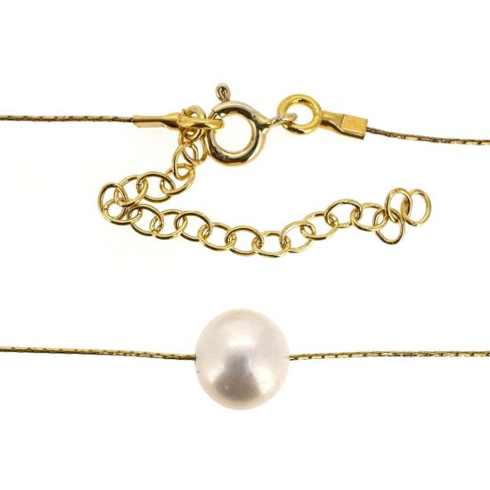 Wholesale Gold over Sterling Silver Floating Freshwater Pearl Adjustable Necklace