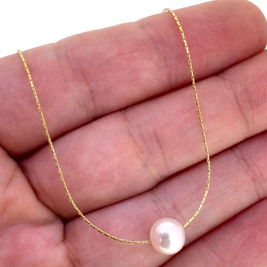 Wholesale Gold over Sterling Silver Floating Freshwater Pearl Adjustable Necklace
