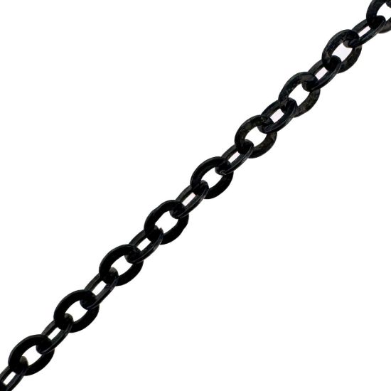 Wholesale Chain, Oxidized Sterling Silver Flat Cable Oval Chain 2.3mm Bulk Chain by the foot