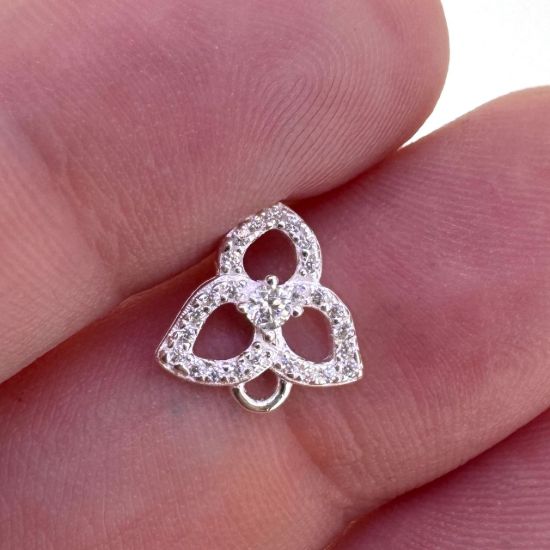 Wholesale Sterling Silver Trillium Flower Studs With CZ Stones-10mm